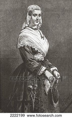 Stock Photo - A Friesland Lady In Typical Dress From The 19Th Century. From Pictures From Holland By Richard Lovett, Published 1887.. Fotosearch
