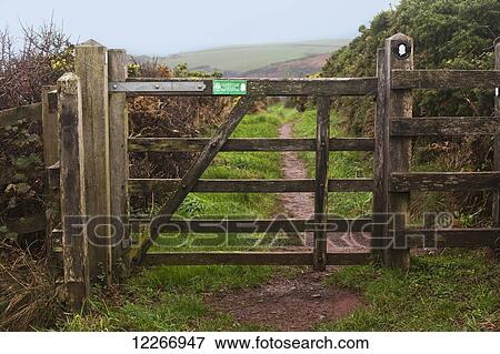Stock Photo - A gate along the Pembrokeshire Coast Path; Wales. Fotosearch