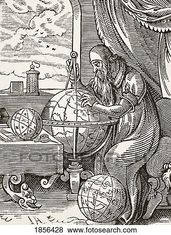Stock Photo - A German Astronomer And Cosmographist After A 16Th Century Wood Engraving By Jost Amman From Science And Literature In The Middle Ages By Paul Lacroix Published London 1878. Fotosearch