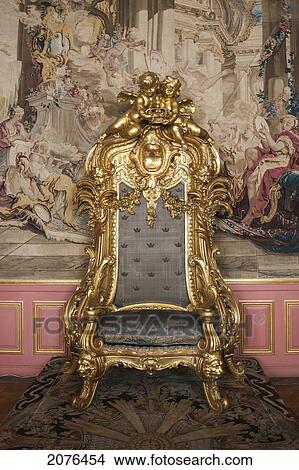 Picture - A Gold Throne In Stockholm Palace; Stockholm Sweden. Fotosearch