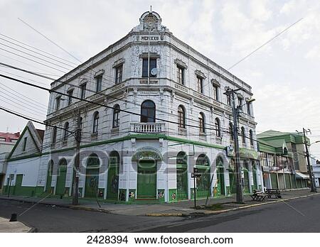 A green and white building on a street corner; Punta Arenas, Chile View Large Photo Image Picture - A green and white building on a street corner; Punta Arenas, Chile. Fotosearch