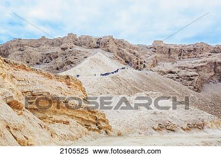 Stock Photography - A Group Of People Walking Up A Path At The Ancient Fortification Masada; Israel. Fotosearch