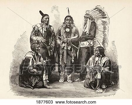 Stock Image - A Group Of Sioux Indians.. Fotosearch