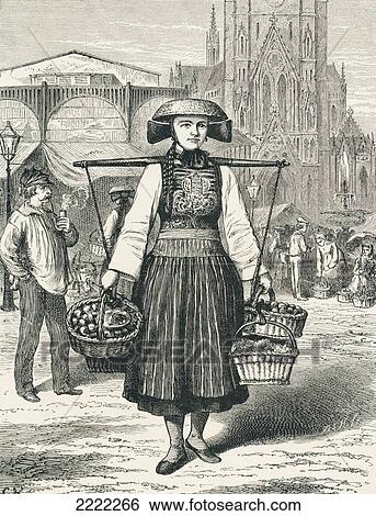 A Hamburg Market Woman, Hamburg, Germany In The 19Th Century. From Pictures From The German Fatherland Published C. 1880. View Large Photo Image Stock Photograph - A Hamburg Market Woman, Hamburg, Germany In The 19Th Century. From Pictures From The German Fatherland Published C. 1880.. Fotosearch