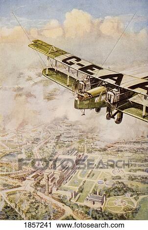 A Handley Page Machine Of The London-Paris Air Service Passing The Crystal Palace, Inward Bound, By G. H. Davis. From The Book The Outline Of History By H. G. Wells Volume 2, Published 1920. View Large Photo Image Stock Image - A Handley Page Machine Of The London-Paris Air Service Passing The Crystal Palace, Inward Bound, By G. H. Davis. From The Book The Outline Of History By H. G. Wells Volume 2, Published 1920.. Fotosearch