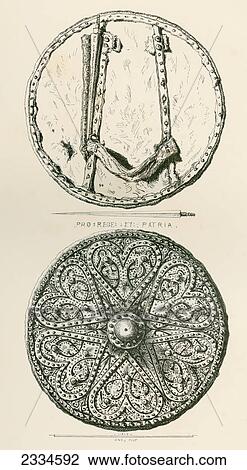 Stock Image - A Highland Target Or Targe, With Spikes. From The British Army: It's Origins, Progress And Equipment, Published 1868.. Fotosearch