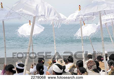 Stock Photo - A hindu memorial on the beach; Bali, Indonesia. Fotosearch