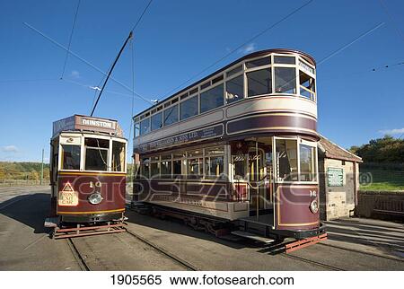 Stock Photography - A Historic Two-Level Train; Beamish, Durham, England. Fotosearch