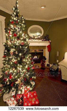 Stock Photo - A home decorated for Christmas; Surrey, British Columbia, Canada. Fotosearch