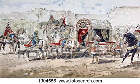 A Horse Drawn Royal Coach In The 9Th Century. After A Watercolour By A. Heins. From Cortege Historique Des Moyens De Transport. Published Brussels, 1886. View Large Photo Image Stock Photograph - A Horse Drawn Royal Coach In The 9Th Century. After A Watercolour By A. Heins. From Cortege Historique Des Moyens De Transport. Published Brussels, 1886.. Fotosearch