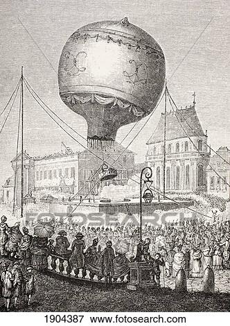 A Hot Air Balloon Ascends In Paris, France In The 18Th Century. From Xviii Siecle Institutions, Usages Et Costumes, Published Paris 1875. View Large Photo Image Stock Photo - A Hot Air Balloon Ascends In Paris, France In The 18Th Century. From Xviii Siecle Institutions, Usages Et Costumes, Published Paris 1875.. Fotosearch