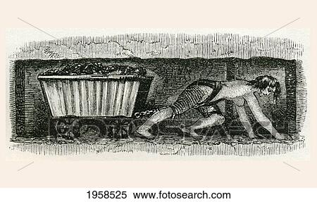 Stock Photography - A Hurrier In A Halifax Coal Pit. A Hurrier, Also Called A Coal Drawer Or Coal Thruster, Was A Child Or Woman Employed By A Collier To Transport The Mined Coal In The 19Th Century. From Cyclopaedia Of Useful Arts And Manufactures By Charles Tomlinson.. Fotosearch