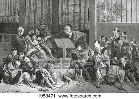 A Japanese School In The 19Th Century. From El Mundo En La Mano Published 1875. View Large Photo Image Stock Image - A Japanese School In The 19Th Century. From El Mundo En La Mano Published 1875.. Fotosearch