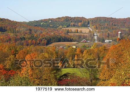 Stock Photo - A Landscape Of Farmland In Autumn; Frelighsburg Quebec Canada. Fotosearch