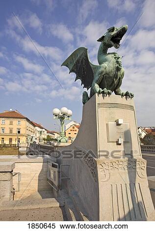 Stock Photography - A Large Gargoyle Statue; Ljubljana, Slovenia. Fotosearch