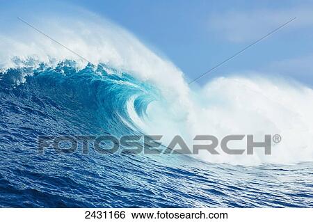 A large ocean wave breaks at the big wave spot know as Jaws or Peahi; Maui, Hawaii, United States of America View Large Photo Image Stock Photograph - A large ocean wave breaks at the big wave spot know as Jaws or Peahi; Maui, Hawaii, United States of America. Fotosearch