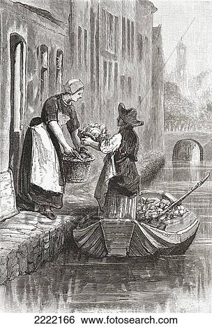 A Man Selling Fresh Vegetables On A By-Canal In The Hague, The Netherlands In The 19Th Century. From Pictures From Holland By Richard Lovett, Published 1887. View Large Photo Image Stock Photograph - A Man Selling Fresh Vegetables On A By-Canal In The Hague, The Netherlands In The 19Th Century. From Pictures From Holland By Richard Lovett, Published 1887.. Fotosearch