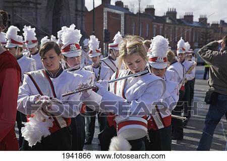 A Marching Band In The Saint Patrick's Day Parade; Dublin Ireland View Large Photo Image Stock Photograph - A Marching Band In The Saint Patrick's Day Parade; Dublin Ireland. Fotosearch