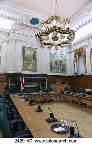 Stock Image - A meeting room in the Parliament Buildings; Ottawa, Ontario, Canada. Fotosearch