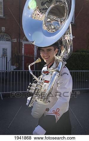 A Member From A Marching Band In The Saint Patrick's Day Parade; Dublin Ireland View Large Photo Image Stock Photo - A Member From A Marching Band In The Saint Patrick's Day Parade; Dublin Ireland. Fotosearch