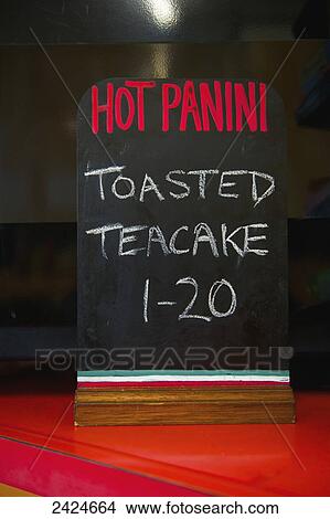 Picture - A menu board at a restaurant; London, England. Fotosearch