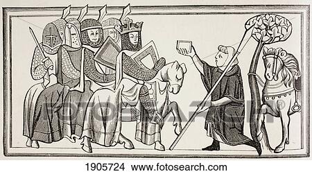A Messenger Arrives With A Message For A King Who Is At The Head Of His Army. After An Illustration In A 13Th Century Ms. From Military And Religious Life In The Middle Ages By Paul Lacroix Published London Circa 1880. View Large Photo Image Picture - A Messenger Arrives With A Message For A King Who Is At The Head Of His Army. After An Illustration In A 13Th Century Ms. From Military And Religious Life In The Middle Ages By Paul Lacroix Published London Circa 1880.. Fotosearch