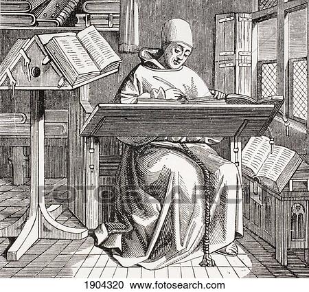 A Monk Scribe Surrounded By Manuscripts And Books Writing At His Desk. After A 15Th Century Work. From Les Artes Au Moyen Age, Published Paris 1873. View Large Photo Image Stock Image - A Monk Scribe Surrounded By Manuscripts And Books Writing At His Desk. After A 15Th Century Work. From Les Artes Au Moyen Age, Published Paris 1873.. Fotosearch