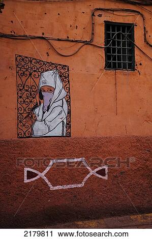A mural in the Medina; Marrakesh, Morocco View Large Photo Image Stock Image - A mural in the Medina; Marrakesh, Morocco. Fotosearch
