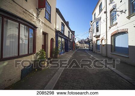 Stock Photo - A Narrow Street Between Buildings; Ripon Yorkshire England. Fotosearch