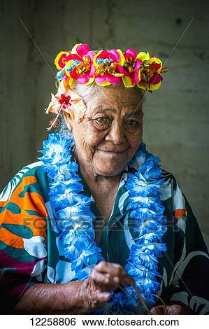 A Niue weaver wearing leis; Niue View Large Photo Image Stock Photograph - A Niue weaver wearing leis; Niue. Fotosearch