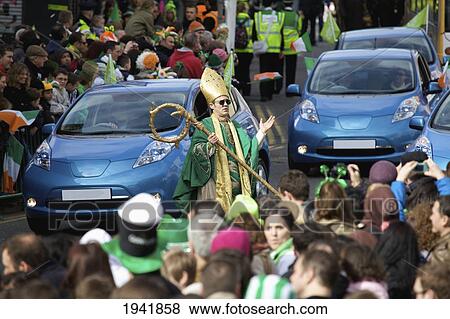 Stock Photo - A Parade For Saint Patrick's Day; Dublin Ireland. Fotosearch