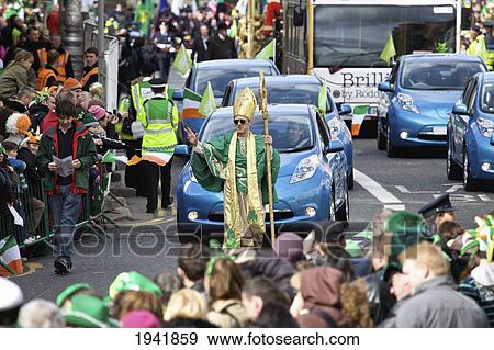 Stock Photo - A Parade For Saint Patrick's Day; Dublin Ireland. Fotosearch