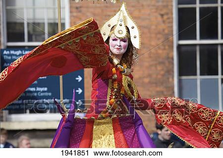 Stock Image - A Performer In The Saint Patrick's Day Parade; Dublin Ireland. Fotosearch