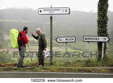 A Pilgrim Talks To A Local View Large Photo Image Stock Photography - A Pilgrim Talks To A Local. Fotosearch
