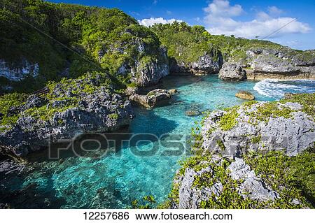 Stock Photograph - A popular swimming spot on Niue Island; Niue. Fotosearch