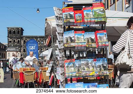 Picture - A rack of tourist maps; Trier, Germany. Fotosearch