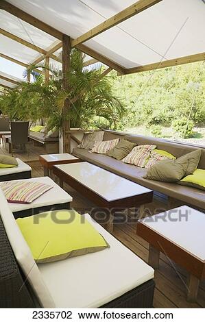 Stock Image - A Restaurant In The Rainforest; Colombier, St. Martin, French West Indies. Fotosearch