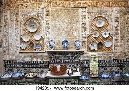 A Room With Plates And Jars On Display In Alhambra; Granada Andalusia Spain View Large Photo Image Stock Photo - A Room With Plates And Jars On Display In Alhambra; Granada Andalusia Spain. Fotosearch