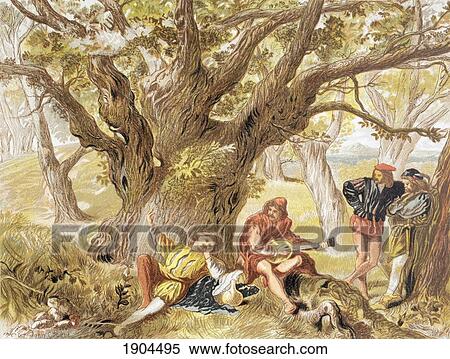 Stock Photography - A Scene In The Arden Forest From As You Like It, By William Shakespeare. Drawn And Etched By Sir John Gilbert. From The Illustrated Library Shakspeare, Published London 1890.. Fotosearch