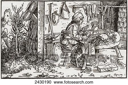 A self employed labourer working at home during the Tudor period in England. From a contemporary print. View Large Photo Image Stock Image - A self employed labourer working at home during the Tudor period in England. From a contemporary print.. Fotosearch