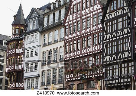 Stock Image - A series of tudor building fronts; Frankfurt am Main, Germany. Fotosearch