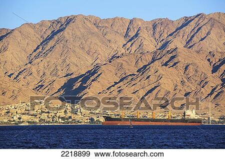Stock Photo - A Ship Along The Coast; Israel. Fotosearch