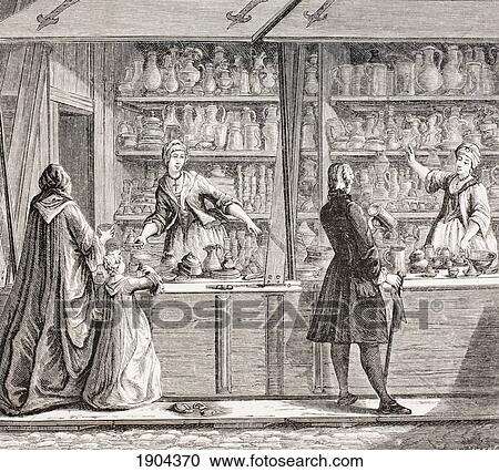 A Shop Selling Pottery And Pewter Ware In Paris, France, During The 18Th Century. From Xviii Siecle Institutions, Usages Et Costumes, Published Paris 1875. View Large Photo Image Stock Image - A Shop Selling Pottery And Pewter Ware In Paris, France, During The 18Th Century. From Xviii Siecle Institutions, Usages Et Costumes, Published Paris 1875.. Fotosearch