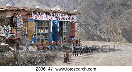 Stock Photo - A Shop With Wares On Display Outside; Morocco. Fotosearch