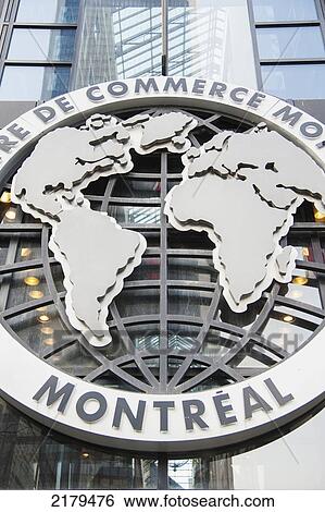 Stock Photograph - A Sign For International Commerce; Montreal Quebec Canada. Fotosearch
