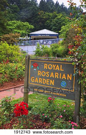 Stock Image - A Sign For Royal Rosarian Garden; Portland, Oregon, United States Of America. Fotosearch