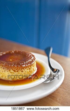 A Small Plate Of Flan View Large Photo Image Stock Photo - A Small Plate Of Flan. Fotosearch