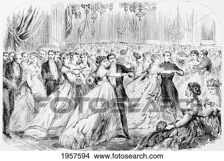 Picture - A Society Ball In Paris In The 1860's. From L'univers Illustre Published In Paris In 1868.. Fotosearch
