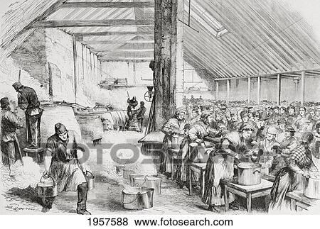 A Soup Kichen Serving Food To The Poor In Spitalfields, London, England In The 1860's. From L'univers Illustre Published In Paris In The 1868. View Large Photo Image Stock Photo - A Soup Kichen Serving Food To The Poor In Spitalfields, London, England In The 1860's. From L'univers Illustre Published In Paris In The 1868.. Fotosearch