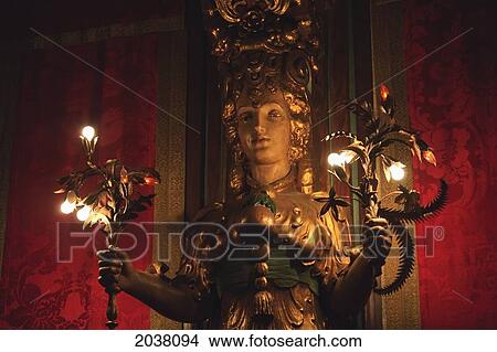 Picture - A Statue Illuminated With Lights In Hearst Castle A Mediterranean Style Mansion Near San Simeon; California United States Of America. Fotosearch